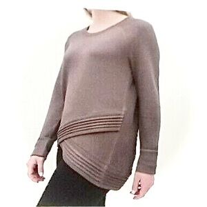 Active Life Sweater Gray Crossover Hem Long Sleeve Knit Pullover Top